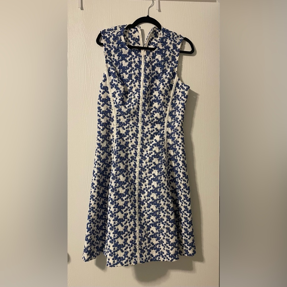 Lela Rose blue and white dress